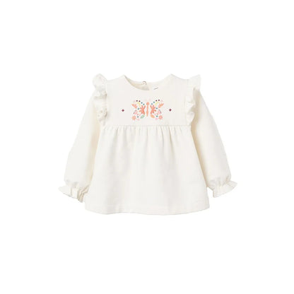 Sudadera niña blanca volantes - Zippy