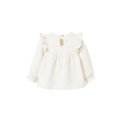Sudadera niña blanca volantes - Zippy